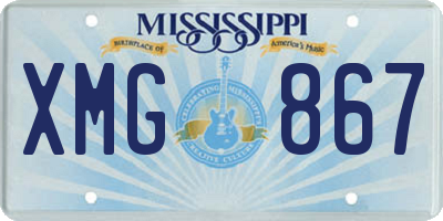 MS license plate XMG867