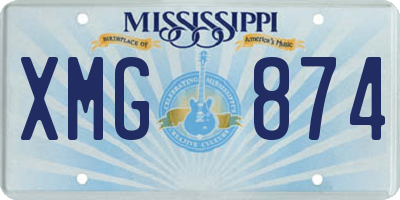 MS license plate XMG874