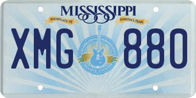 MS license plate XMG880