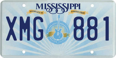 MS license plate XMG881