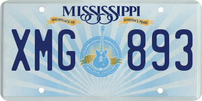 MS license plate XMG893