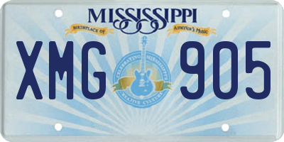 MS license plate XMG905