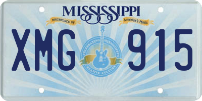 MS license plate XMG915