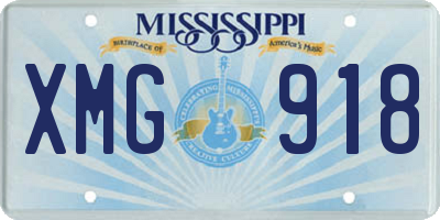 MS license plate XMG918