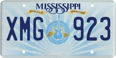 MS license plate XMG923