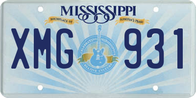 MS license plate XMG931