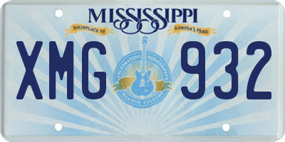 MS license plate XMG932