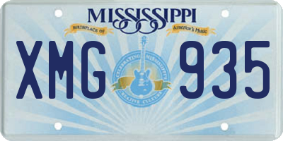 MS license plate XMG935