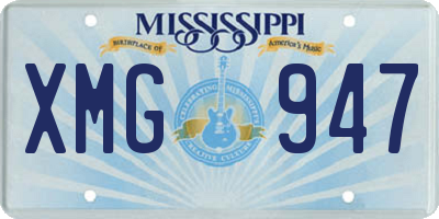 MS license plate XMG947