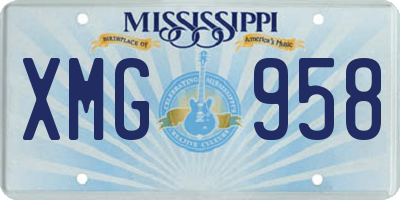 MS license plate XMG958
