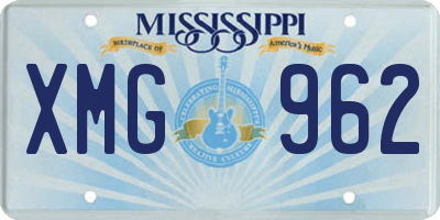 MS license plate XMG962