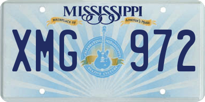 MS license plate XMG972