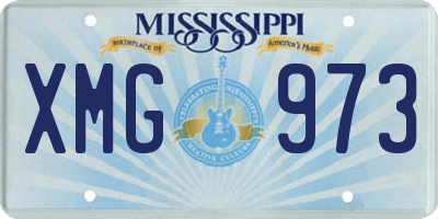 MS license plate XMG973
