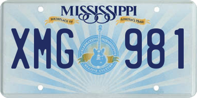 MS license plate XMG981