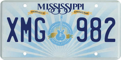 MS license plate XMG982