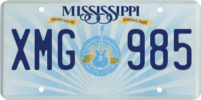 MS license plate XMG985