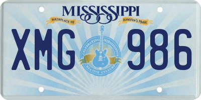 MS license plate XMG986
