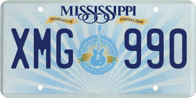 MS license plate XMG990