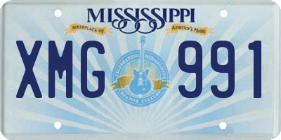 MS license plate XMG991