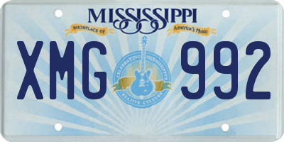 MS license plate XMG992