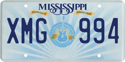 MS license plate XMG994