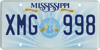 MS license plate XMG998