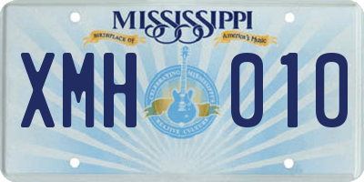 MS license plate XMH010