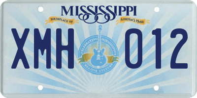 MS license plate XMH012