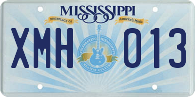 MS license plate XMH013