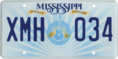 MS license plate XMH034
