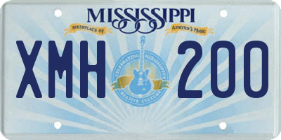 MS license plate XMH200