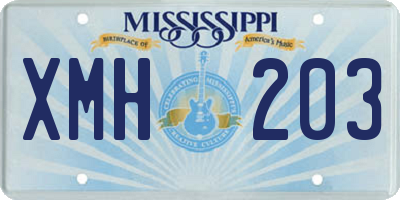 MS license plate XMH203