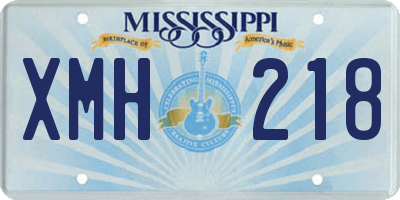 MS license plate XMH218