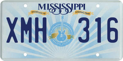 MS license plate XMH316