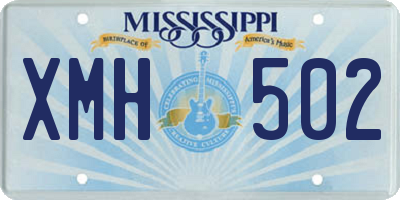 MS license plate XMH502
