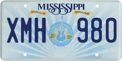MS license plate XMH980
