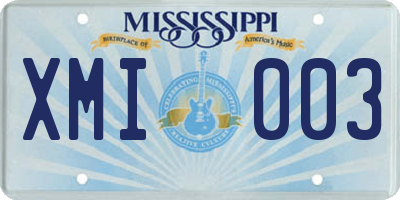 MS license plate XMI003