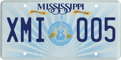 MS license plate XMI005