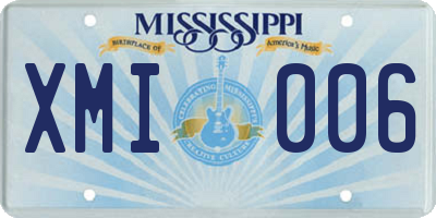 MS license plate XMI006
