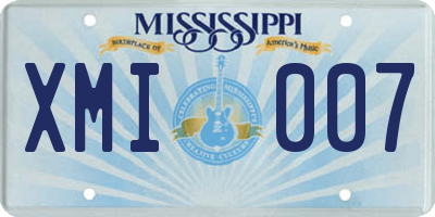 MS license plate XMI007