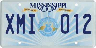 MS license plate XMI012