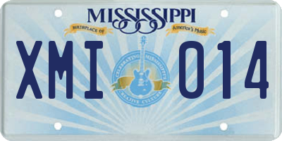 MS license plate XMI014