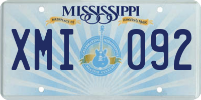 MS license plate XMI092