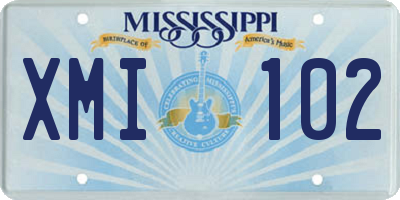 MS license plate XMI102