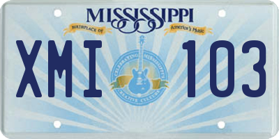 MS license plate XMI103