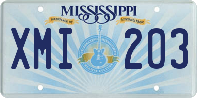 MS license plate XMI203
