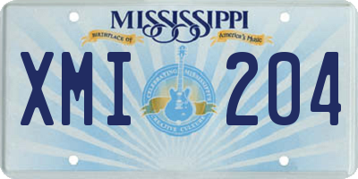 MS license plate XMI204