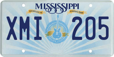 MS license plate XMI205
