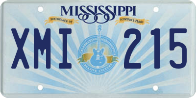 MS license plate XMI215