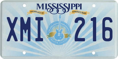 MS license plate XMI216